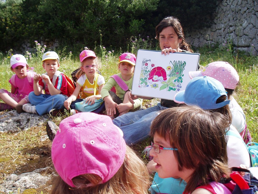 Contant la història de na Tris Tras a uns escolars. 