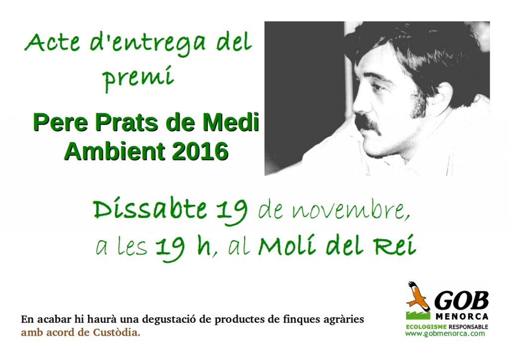 Dissabte 19, a les 19 h. Acta d'entrega del premi