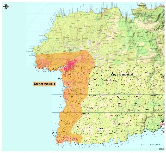 Àrea de distribució a la zona de Ciutadella