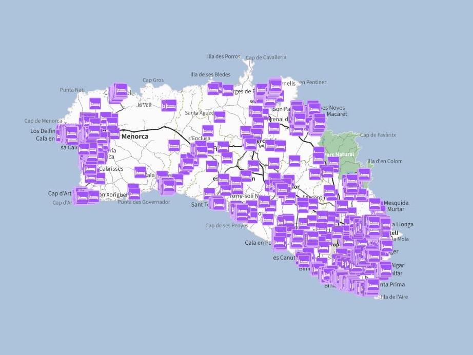 Mapa del lloguer turístic legalitzat a Menorca