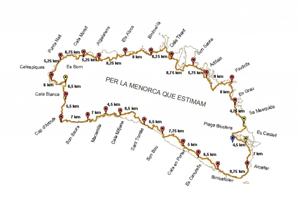 Mapa amb els diferents trams.