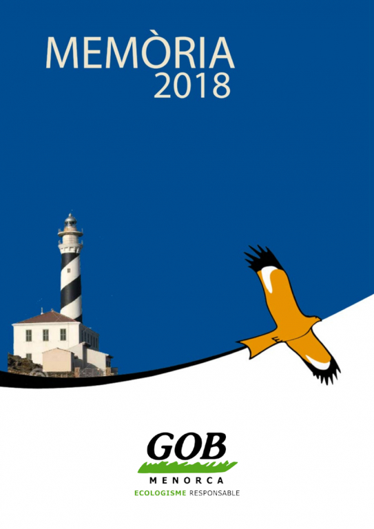 Portada de la memòria 2018 del GOB Menorca