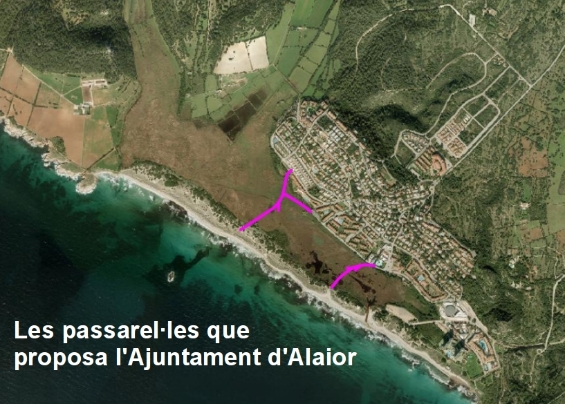 Passarel·les proposades per l'Ajuntament d'Alaior