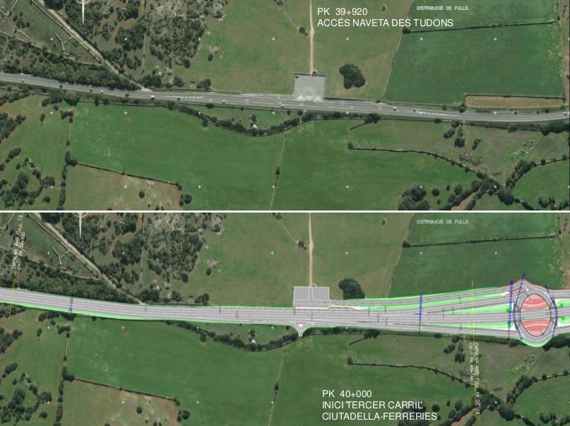 Visió parcial de la gran rotonda soterrada que el Consell proposa vora Es Tudons